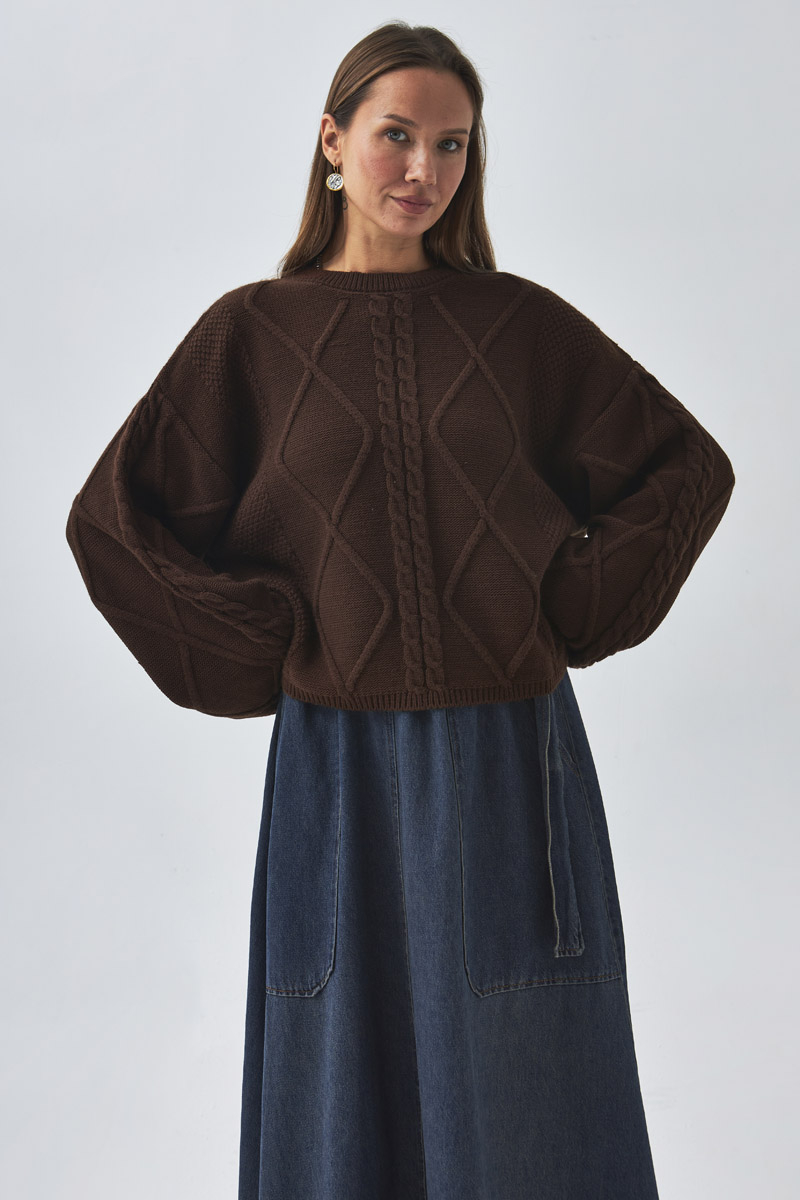 Diamond Knit Sweater Brown