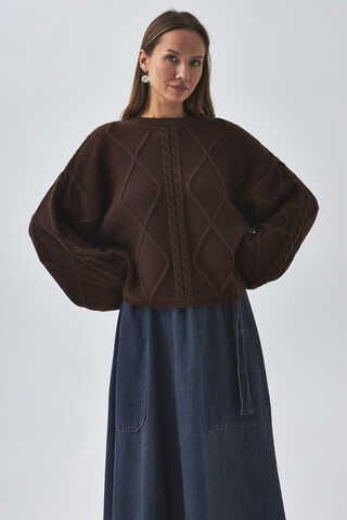 Diamond Knit Sweater Brown - 1