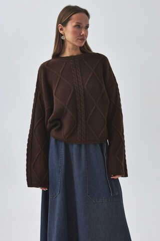 Diamond Knit Sweater Brown - 2