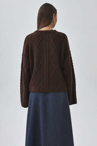 Diamond Knit Sweater Brown - 5