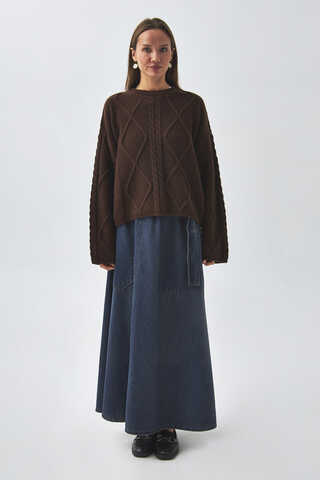 Diamond Knit Sweater Brown - 3
