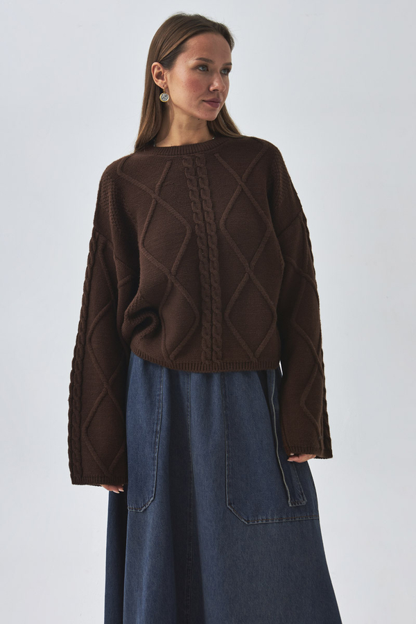 Diamond Knit Sweater Brown (1)