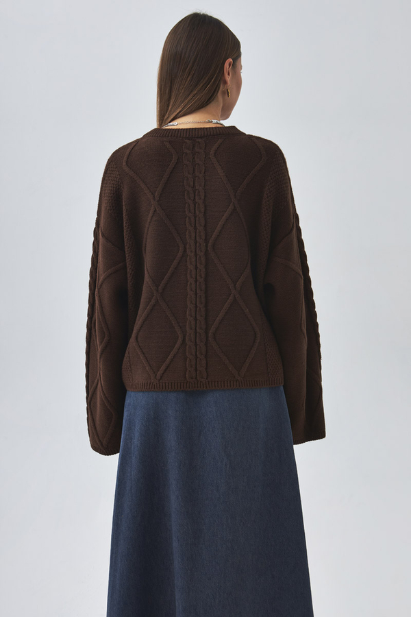 Diamond Knit Sweater Brown - 5