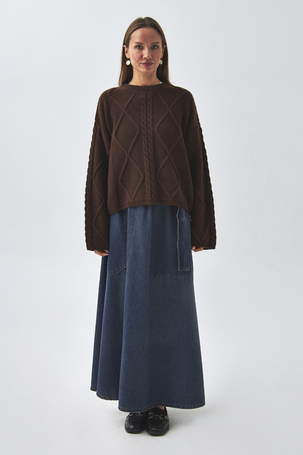 Diamond Knit Sweater Brown - 3