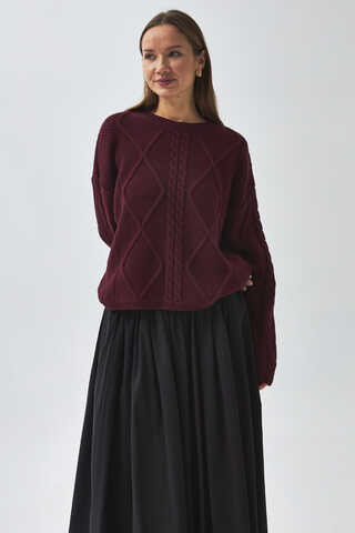 Diamond Knit Sweater Burgundy - 8
