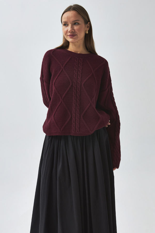 Diamond Knit Sweater Burgundy - 8