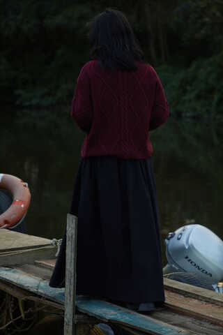 Diamond Knit Sweater Burgundy - 4