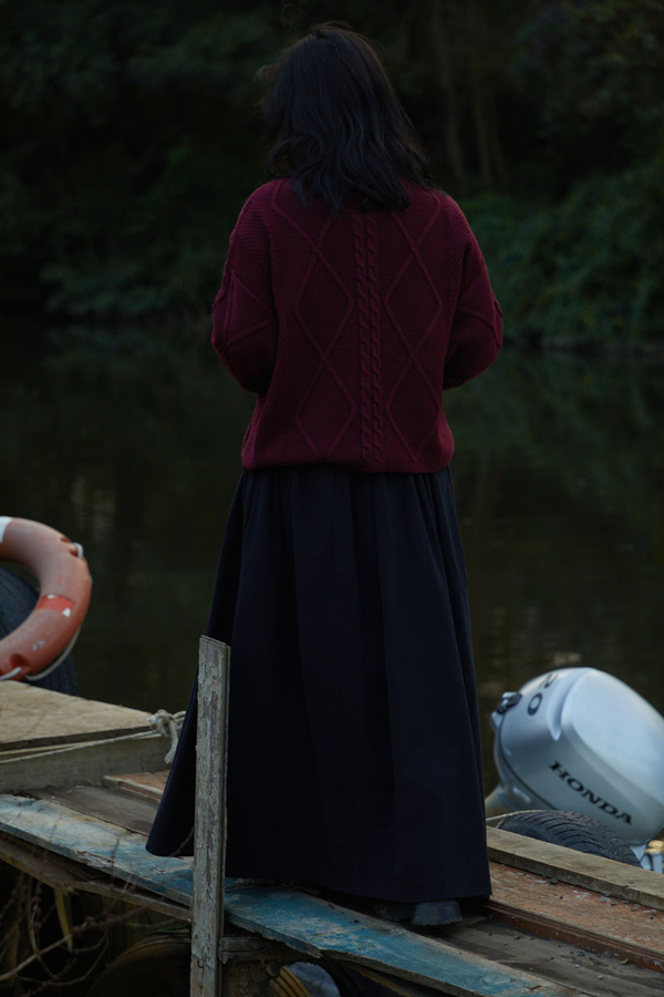 Diamond Knit Sweater Burgundy - 4