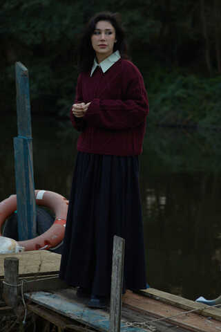 Diamond Knit Sweater Burgundy - 3