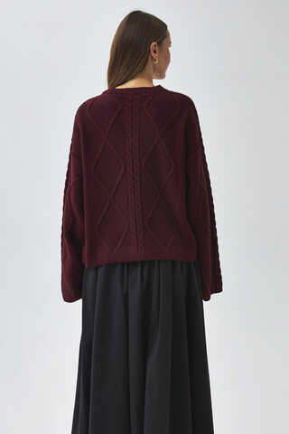 Diamond Knit Sweater Burgundy - 9