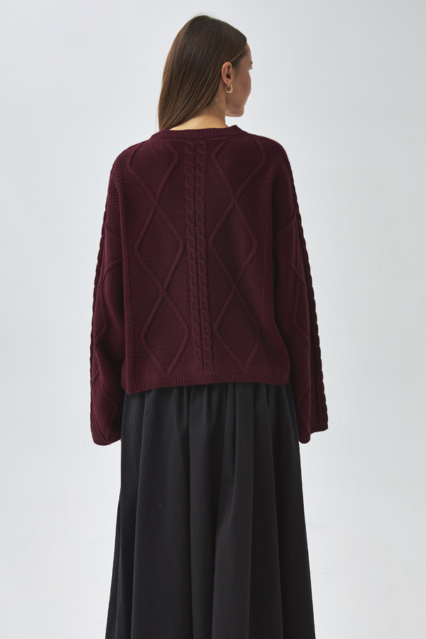 Diamond Knit Sweater Burgundy - 9