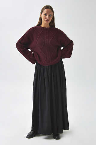 Diamond Knit Sweater Burgundy - 7