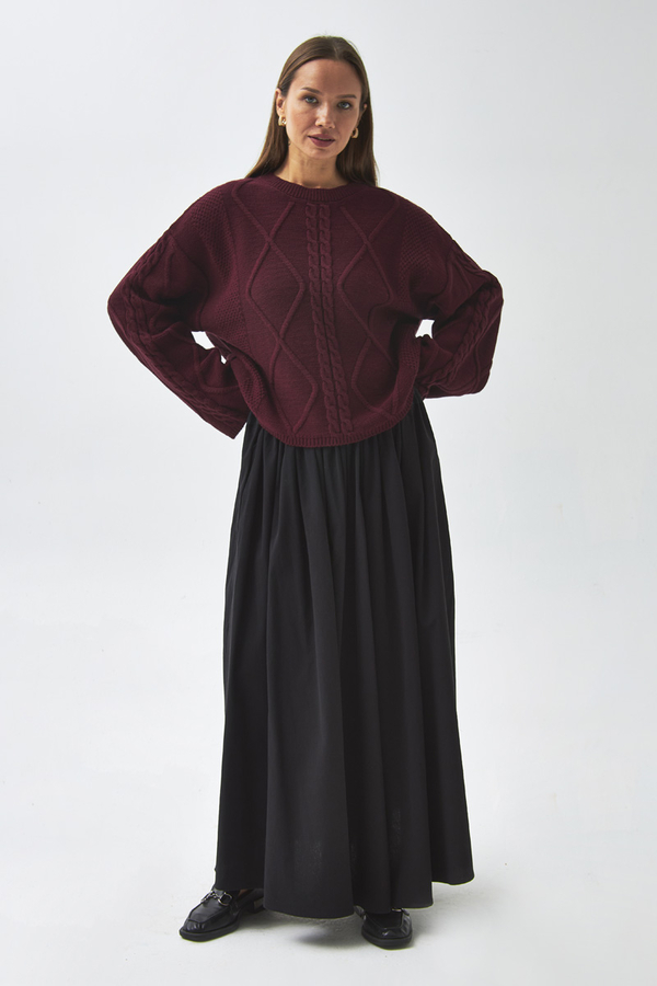 Diamond Knit Sweater Burgundy - 7