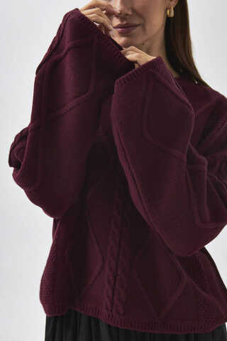 Diamond Knit Sweater Burgundy - 6