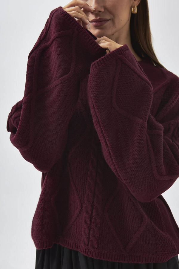 Diamond Knit Sweater Burgundy - 6