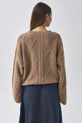 Diamond Knit Sweater Camel - 5