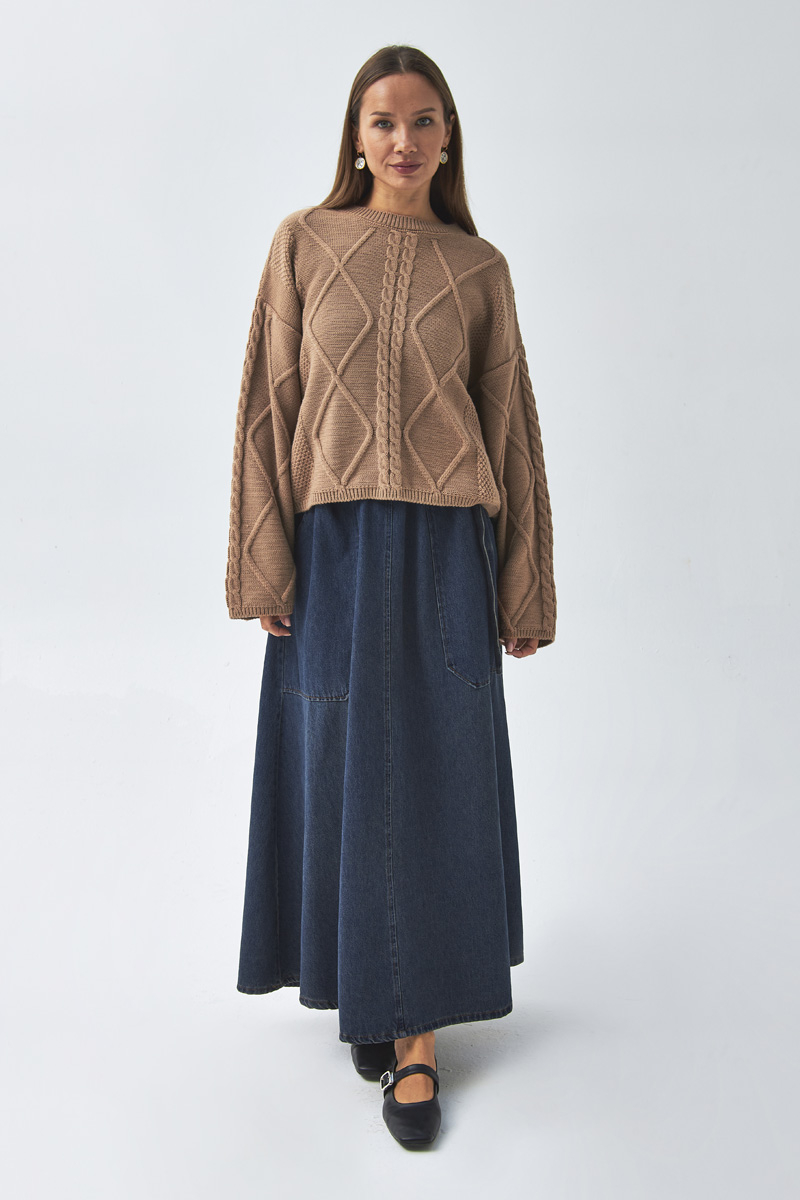 Diamond Knit Sweater Camel