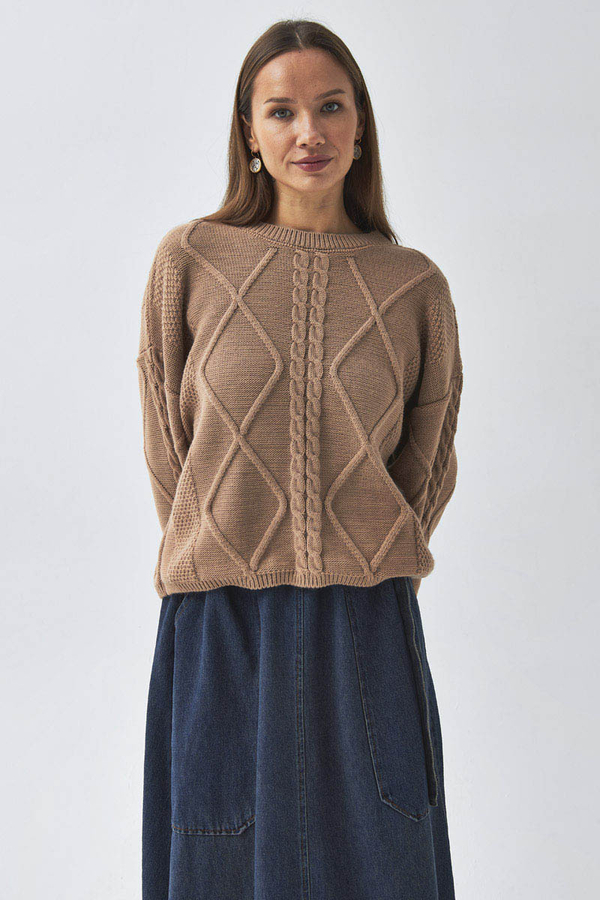 Diamond Knit Sweater Camel - 3