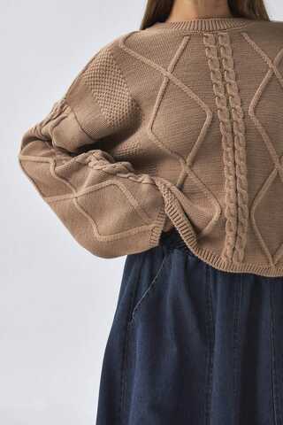 Diamond Knit Sweater Camel - 4