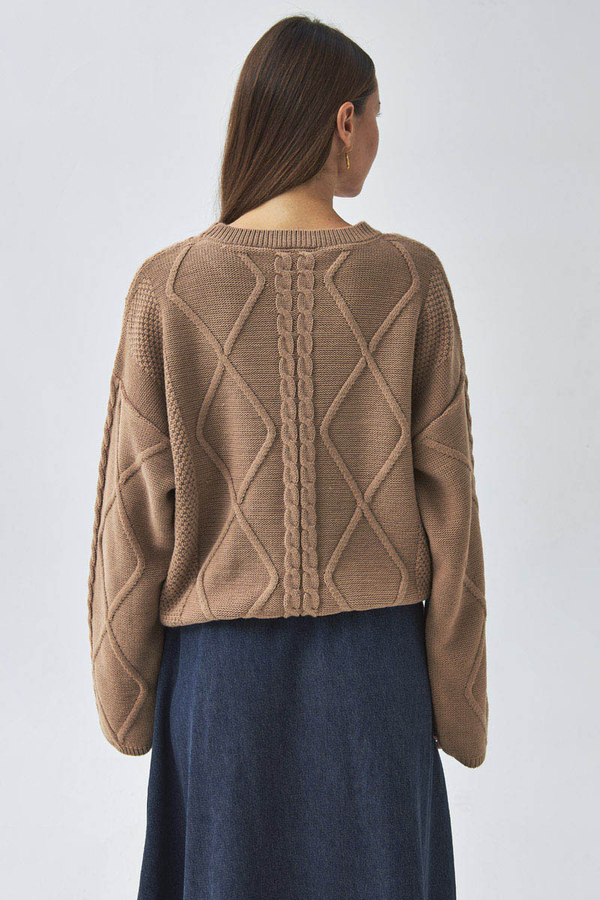 Diamond Knit Sweater Camel - 5