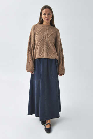 Diamond Knit Sweater Camel - 1