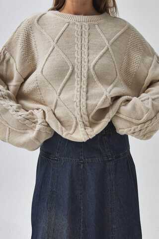 Diamond Knit Sweater Cream - 4
