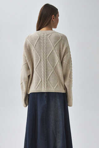 Diamond Knit Sweater Cream - 5