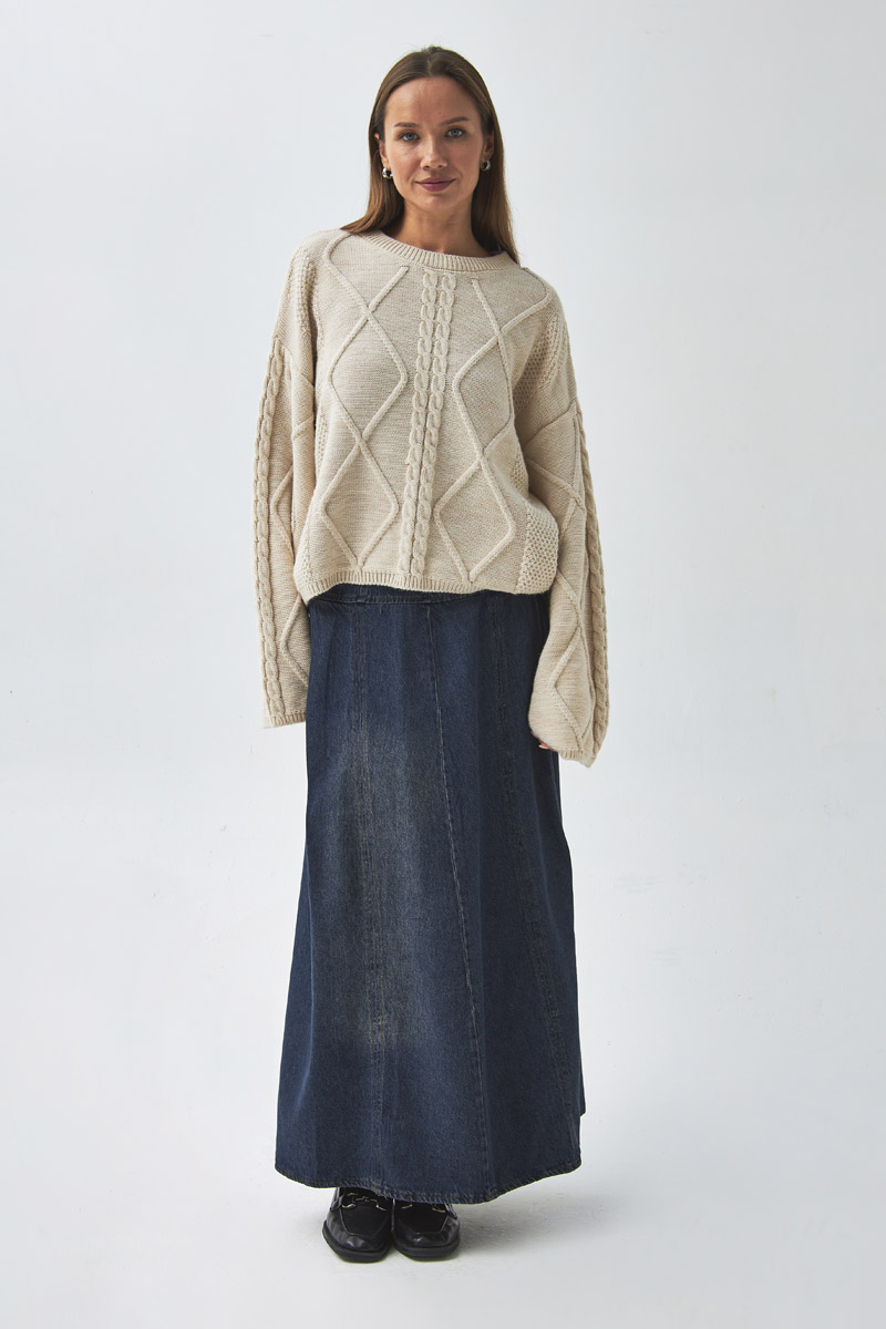 Diamond Knit Sweater Cream