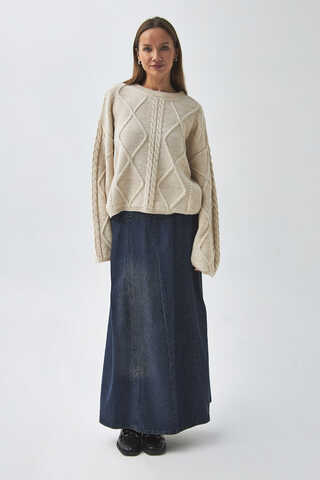 Diamond Knit Sweater Cream - 1