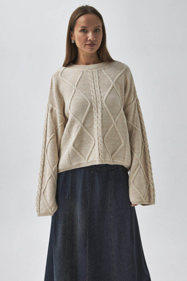 Diamond Knit Sweater Cream - 3