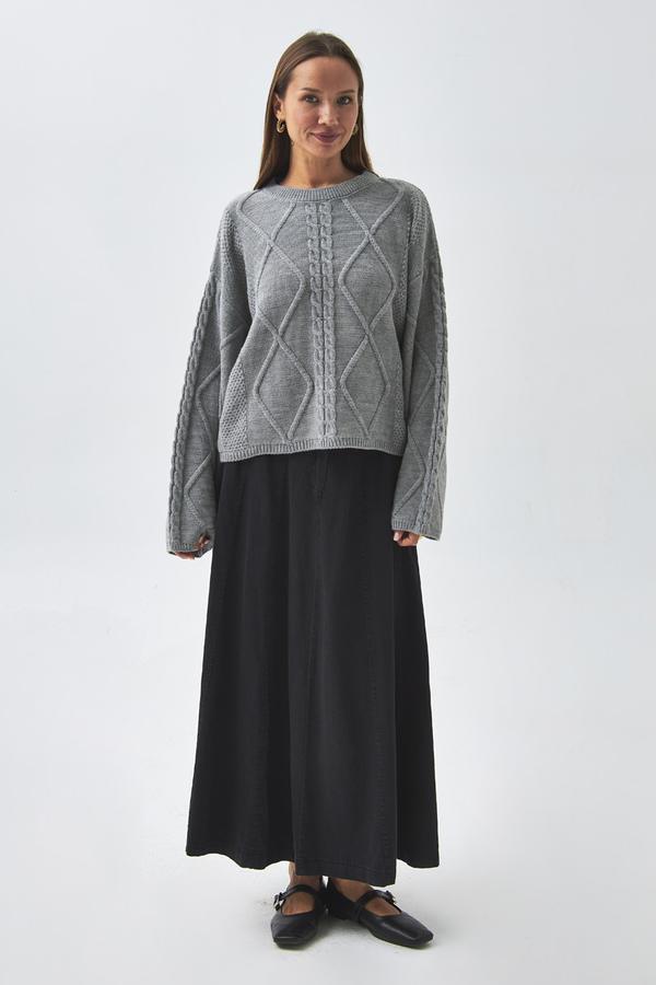 Diamond Knit Sweater Grey - 3