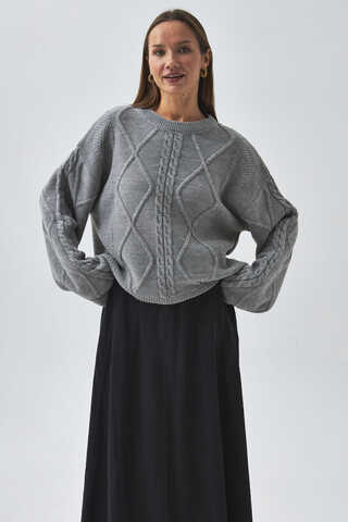 Diamond Knit Sweater Grey - 4