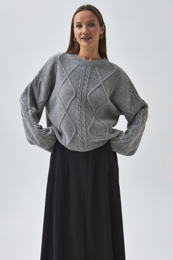 Diamond Knit Sweater Grey - 4