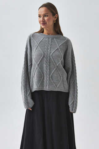 Diamond Knit Sweater Grey - 2