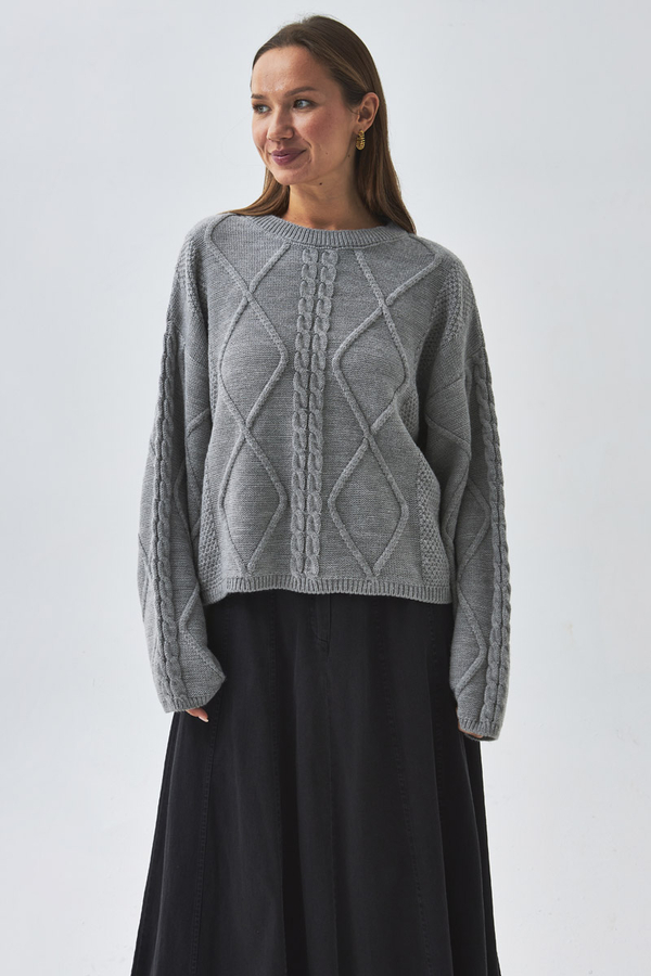 Diamond Knit Sweater Grey (1)