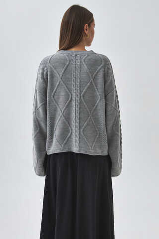 Diamond Knit Sweater Grey - 5