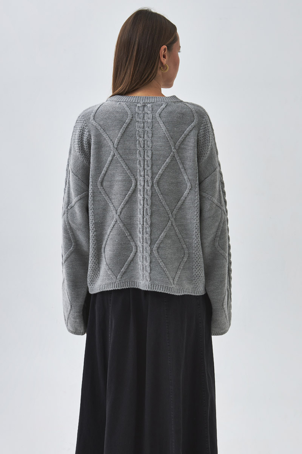 Diamond Knit Sweater Grey - 5
