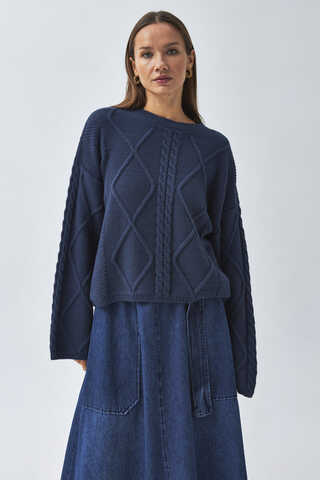 Diamond Knit Sweater Indigo - 1