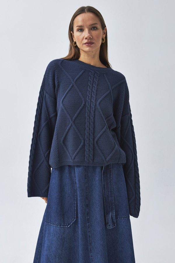 Diamond Knit Sweater Indigo 