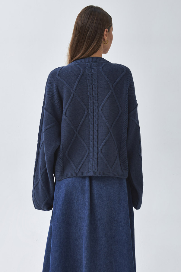 Diamond Knit Sweater Indigo - 4