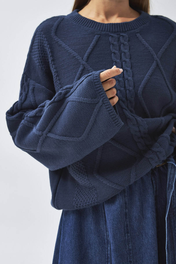 Diamond Knit Sweater Indigo - 2