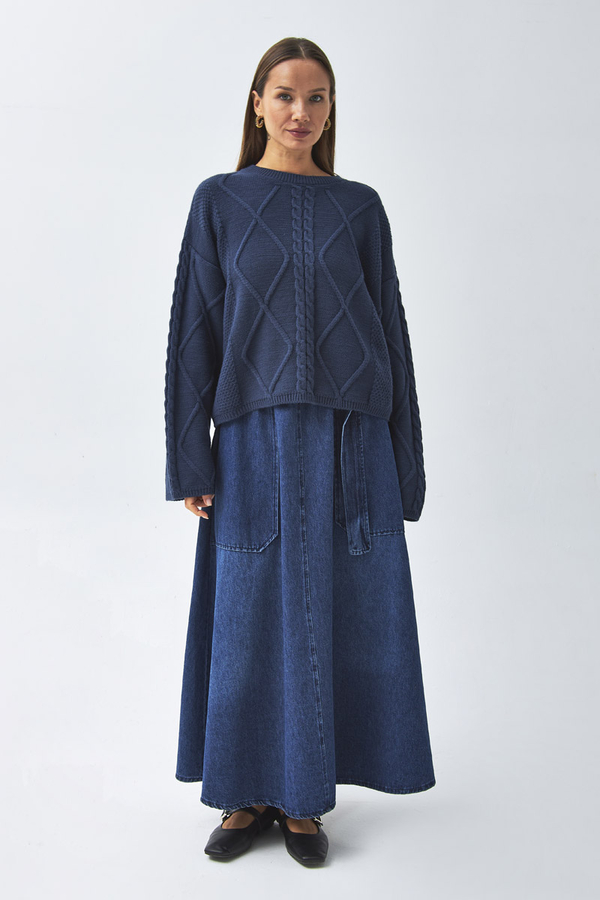 Diamond Knit Sweater Indigo - 3