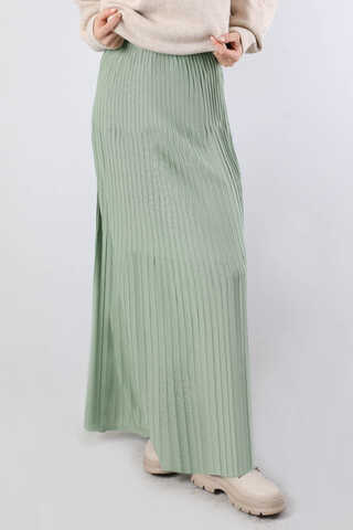 Dik Pileli Triko Etek Mint - 2