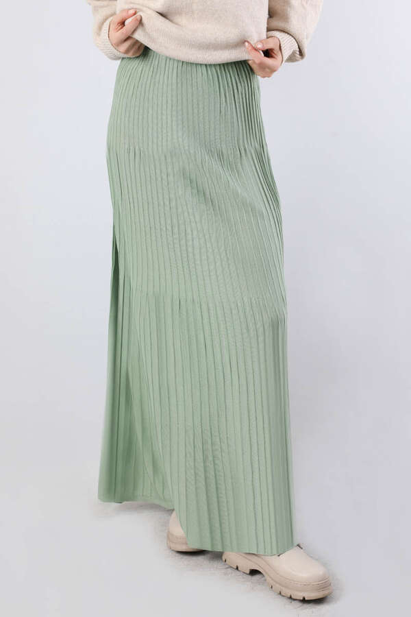 Dik Pileli Triko Etek Mint - 2