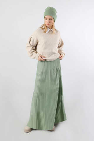 Dik Pileli Triko Etek Mint - 3