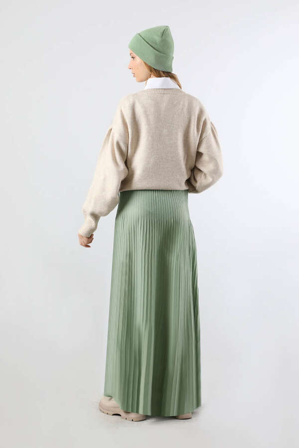 Dik Pileli Triko Etek Mint - 4