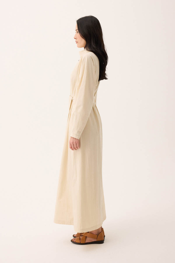 Dik Yaka Düğmeli Elbise Taş - 8