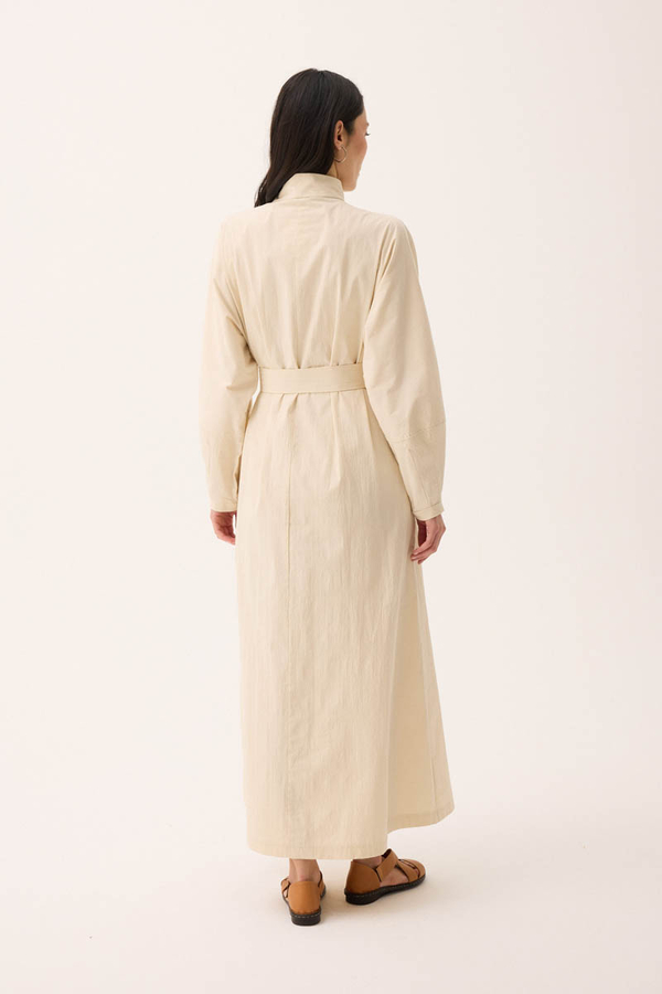 Dik Yaka Düğmeli Elbise Taş - 12