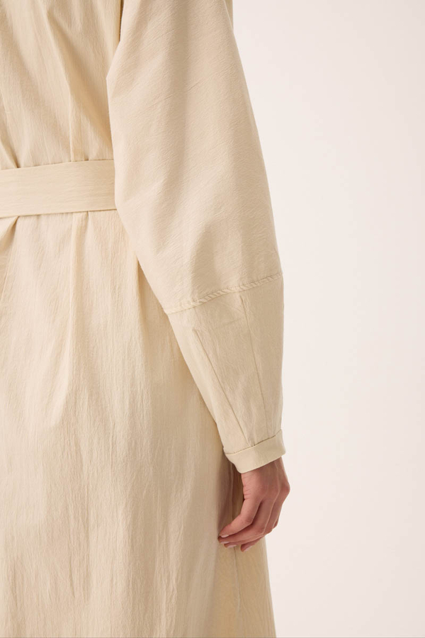 Dik Yaka Düğmeli Elbise Taş - 4