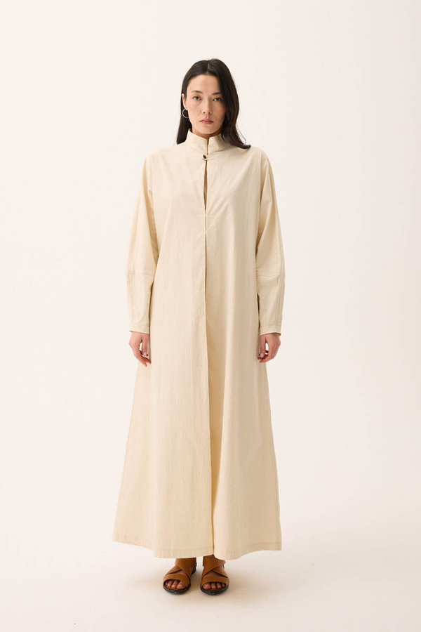 Dik Yaka Düğmeli Elbise Taş - 6